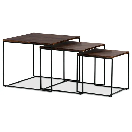 Set de mese de conferință în decor de nuc, 3bucăți, maro închis