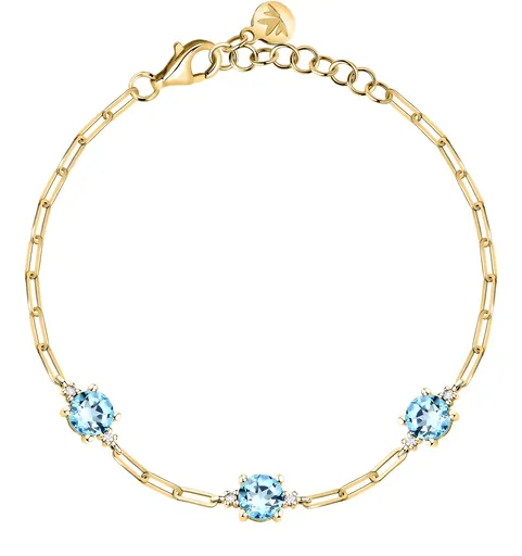 Morellato Brățară placată cu aur cu zircon cubic albastru Tesori SAIW304