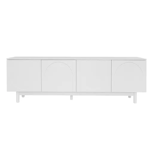 Comodă TV Elegant în Stil Luxos cu Uși Structurate și Rafturi Reglabile, 175x38x56 cm, Alb