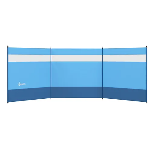 Outsunny Paravent brise-vent de camping portabil pliabil cu sac de transport și stâlpi în oțel dim. 440 cm x 140 cm albastru | Aosom Romania