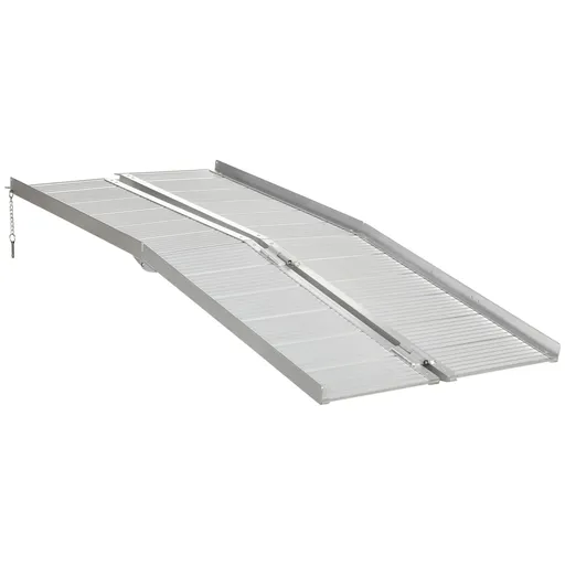 HOMCOM Rampe Mobile pentru Scaune cu Roți și Scutere, Pliabilă, Antiderapantă, Aliaj, Capacitate 272kg, 183x72x5cm, Silver | Aosom Romania