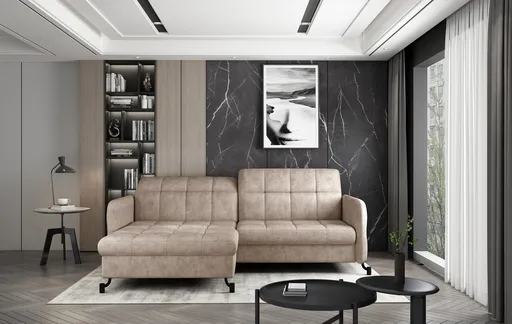 Coltar extensibil stanga 3 locuri ELTAP, Lore-41, Lorelle, 225x160x105 cm, lemn/poliester, bej