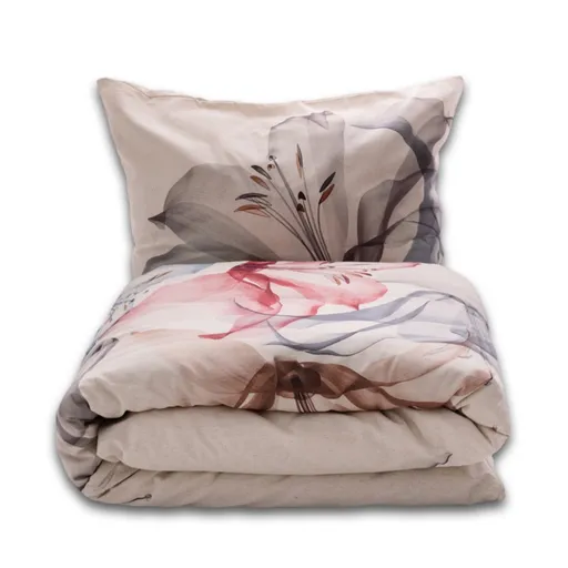 Lenjerie de pat din bumbac și in Crin, 220 x 200 cm, 2x 70 x 80 cm
