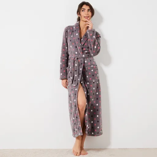 Halat de baie din fleece cu guler de șal și lungime de 130 cm, moale la atingere