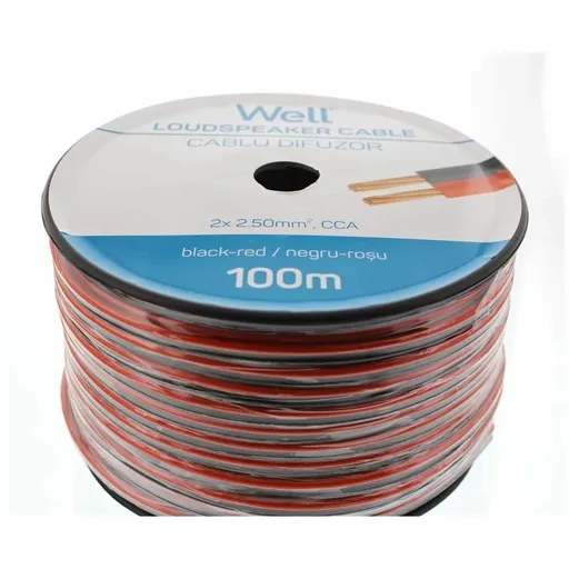 Cablu difuzor rosu/negru 2X2.50mmp, 100m, Well LSP-CCA2.50BR-100-WL