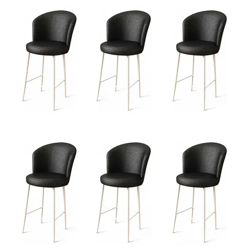 Set de scaune de bar Uras Black and White, 6 buc., negru, 6 buc.