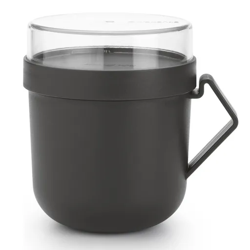 Cana pentru supa cu capac Brabantia Make&Take 1006293, 600+180 ml, Capac cu infiletare, Fara BPA, Gri