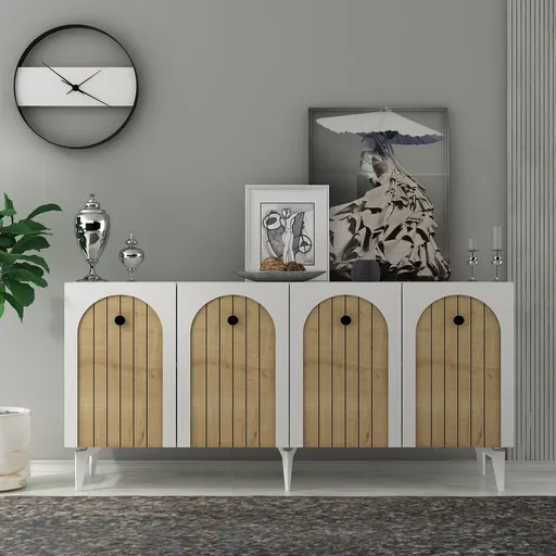 Consola, Hanah Home, Breda, 150x79x40 cm, Stejar alb / safir