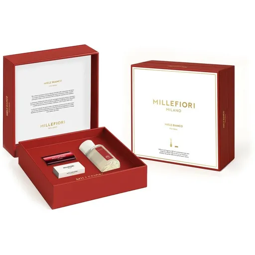 Millefiori Milano Set cadou Difuzor 100 ml și Icon Parfum pentru mașină Miele Bianco Classic, roz