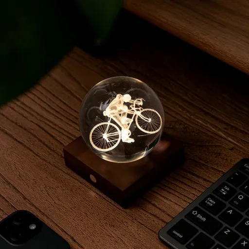 Lampă de masă cu motiv laser 3D, multe variante - Gingko Motiv: ciclist