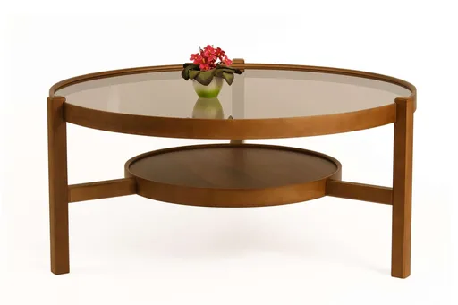 Masuta de cafea, Hanah Home, Flora, Lemn masiv, Maro