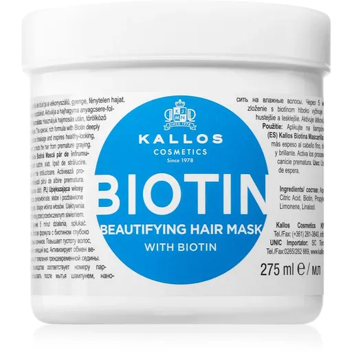 Kallos KJMN Professional Biotin Mască pentru păr subțire, slab și fragil 275 ml