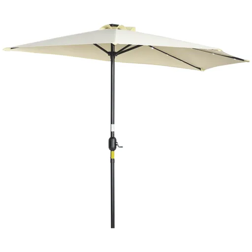 Outsunny Umbrelă Semicirculară cu 20 Lumini LED, Panou Solar, Manivelă si Tijă în 2 Secțiuni, 270x135x240cm, Bej | Aosom Romania