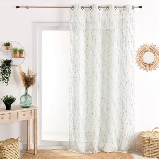 Perdea voal cu broderie în valuri