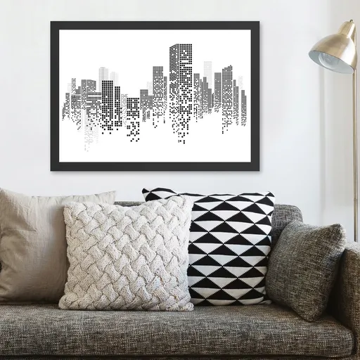 Tablou decorativ, Buildings (55 x 75), Polistiren, Alb/Negru