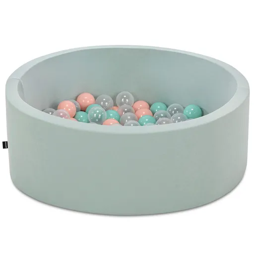 Piscina cu bile, Bubble Pops v10, 150 bile, Ø85 x 30 cm, bumbac/plastic, menta