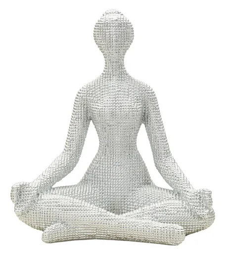 Figurina /sculptura decorativa Yoga Woman, Mauro Ferretti, 20.5x15.5x23 cm, polirasina, alb