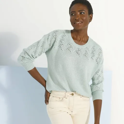 Pulover cu gât rotund și deschizătură