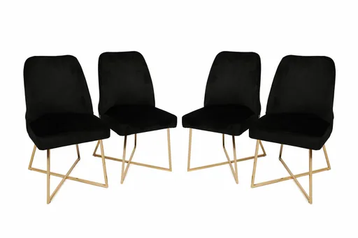 Set de scaune de sufragerie Madrid Black and Gold, 4 buc., negru, 4 buc