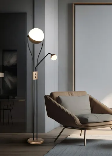 Lampadar Chris, TRIO, 30x180 cm, 18W / 3.8W, 2x SMD, metal, negru/maro