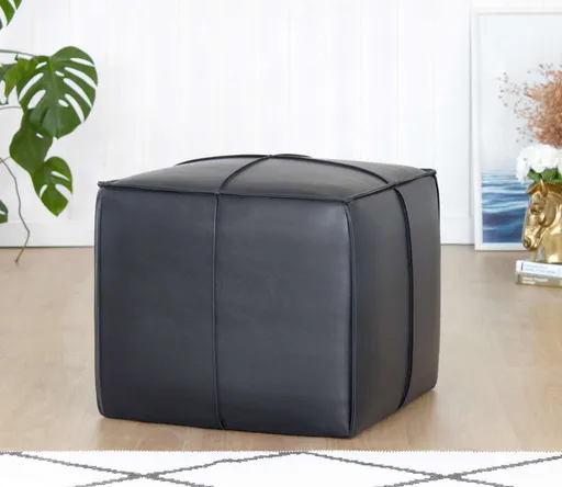 Taburet, Atelier del Sofa, 209FLF1449, Piele ecologica, Negru