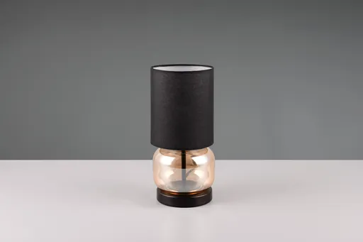 Lampa de masa Elio, TRIO, 13.5x28.5 cm, 40W, 1x E27, metal, negru mat/chihlimbar