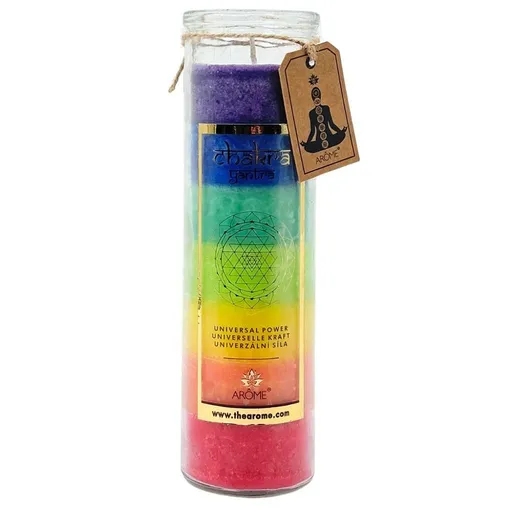 Lumânare parfumată înaltă Arome Chakra forța  universală, 320 g, multicoloră