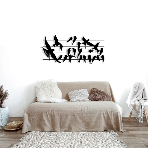 Decoratiune de perete, Uccello - M123, metal, 69 x 32 cm, negru