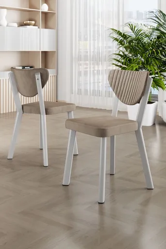 Set scaune 6 piese, Hanah Home, Arfe, Cappuccino / Alb