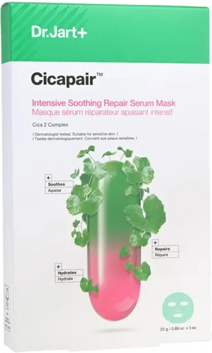 Dr. Jart+ Mască de față calmantă și hidratantă Cicapair (Intensive Soothing Repair Serum Mask) 5 x 25 g
