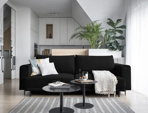 Canapea extensibila 4 locuri ELTAP, SO-DAL-10VE, Dalia, 248x84x95 cm, lemn/poliester, negru