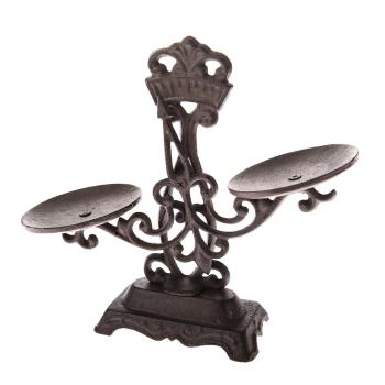 Balanță decorativă din fontă neagră, 22 x 15 x 9cm