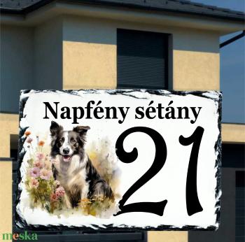 Házszám tábla Border Collie 3. mintával