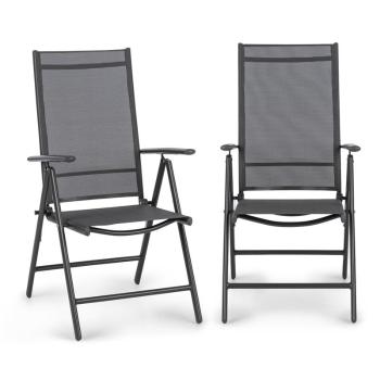 Blumfeldt Almeria Garden Chair, scaun pliabil, set de 2 bucăți, 56,5 x 107 x 68 cm, ComfortMesh, antracit