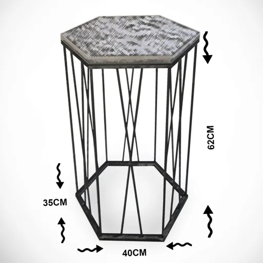 Masuta, Hanah Home, Cetrus, 40x62x35 cm, Marmură / Negru