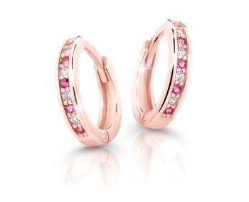 Cutie Jewellery Cercei rotunzi fermecători din aur roz C3342-80-X-4 fucsia