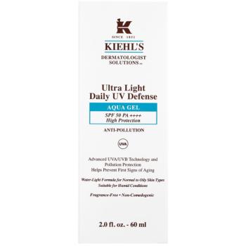 Kiehl's Dermatologist Solutions Ultra Light Daily UV Defense Aqua Gel SPF 50 PA++++ lichid protector ultra ușor pentru toate tipurile de ten, inclusiv