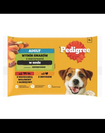 PEDIGREE Mix arome in sos 4x100g vita si miel, curcan