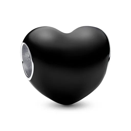 Pandora Mărgea romantică Inimă metalică neagră Moments 793337C04