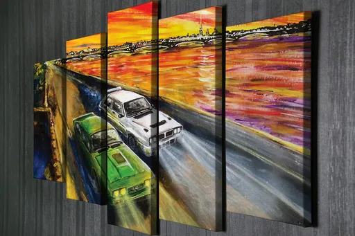 Tablou decorativ, BC96, Cadru: 100% LEMN (grosime: 3 cm), Multicolor