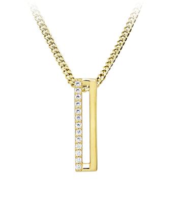 Silver Cat Colier minimalist placat cu aur cu pietre de zircon SC539 (lănțișor, pandantiv)