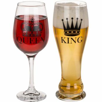 Pahare pentru cuplu King și Queen, 600 ml și430 ml.