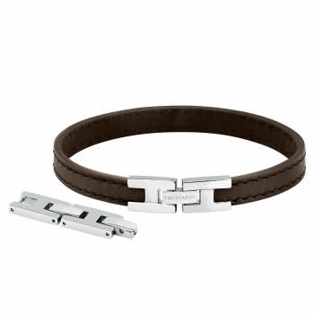 Trussardi Brățară elegantă de culoare maro închis T-Leather TJAXZ02