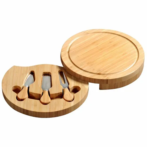 Tăietor de brânzeturi cu tacâmuri Kesper 58642 bambus, 23 x 23 x 3,6 cm