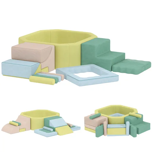 AIYAPLAY Circuit motricitate bebeluși modul motricitate bebeluși cu piscină de bile husă lavabilă 160 x 137,5 x 30 cm multicolor | Aosom Romania