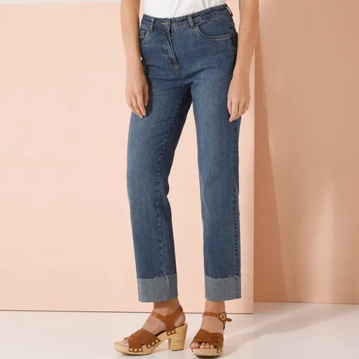 Blugi drepti 7/8 cu talie înaltă