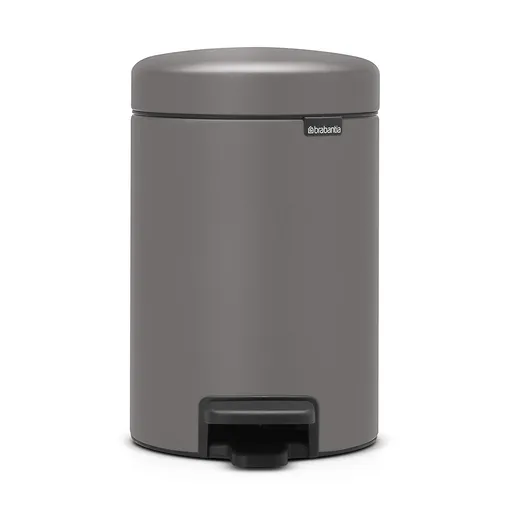 Cos de gunoi cu pedala Brabantia NewIcon 1001096, 3 L, Inchidere lina, Baza antiderapanta, Finisaj mineral, Gri