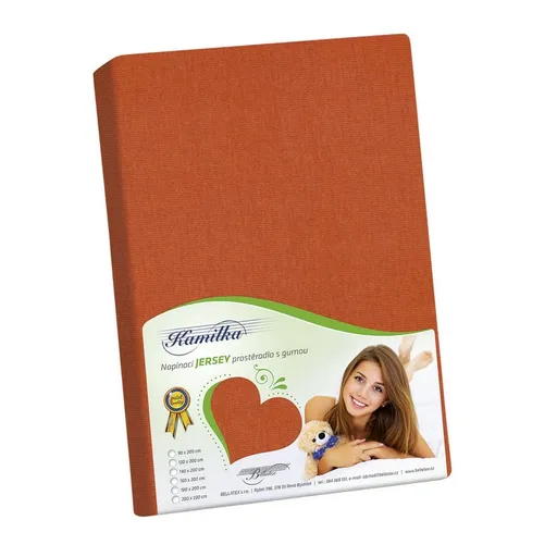 Cearşaf Jersey Kamilka, maro, maro închis, 180 x 200 cm