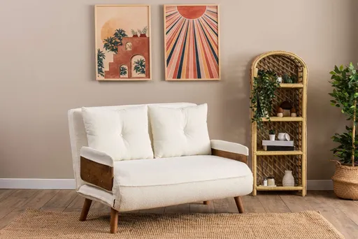 Canapea extensibila 2 locuri, Atelier del Sofa, 859FTN2726, Alb