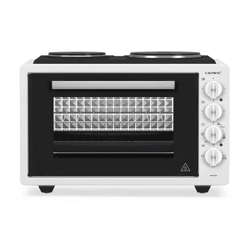 Cuptor electric cu 2 plite Crown CMO-433W, 42 L, 1300 W, 3 functii, Email, Alb